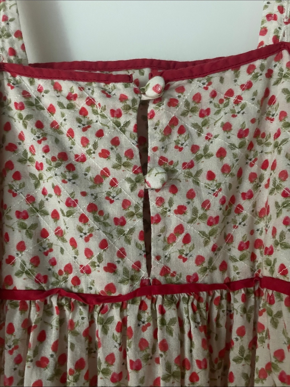 Christy Dawn Chiara Ivory Floral Maxi Dress with Red Trim in Strawberry field - Picture 7 of 10